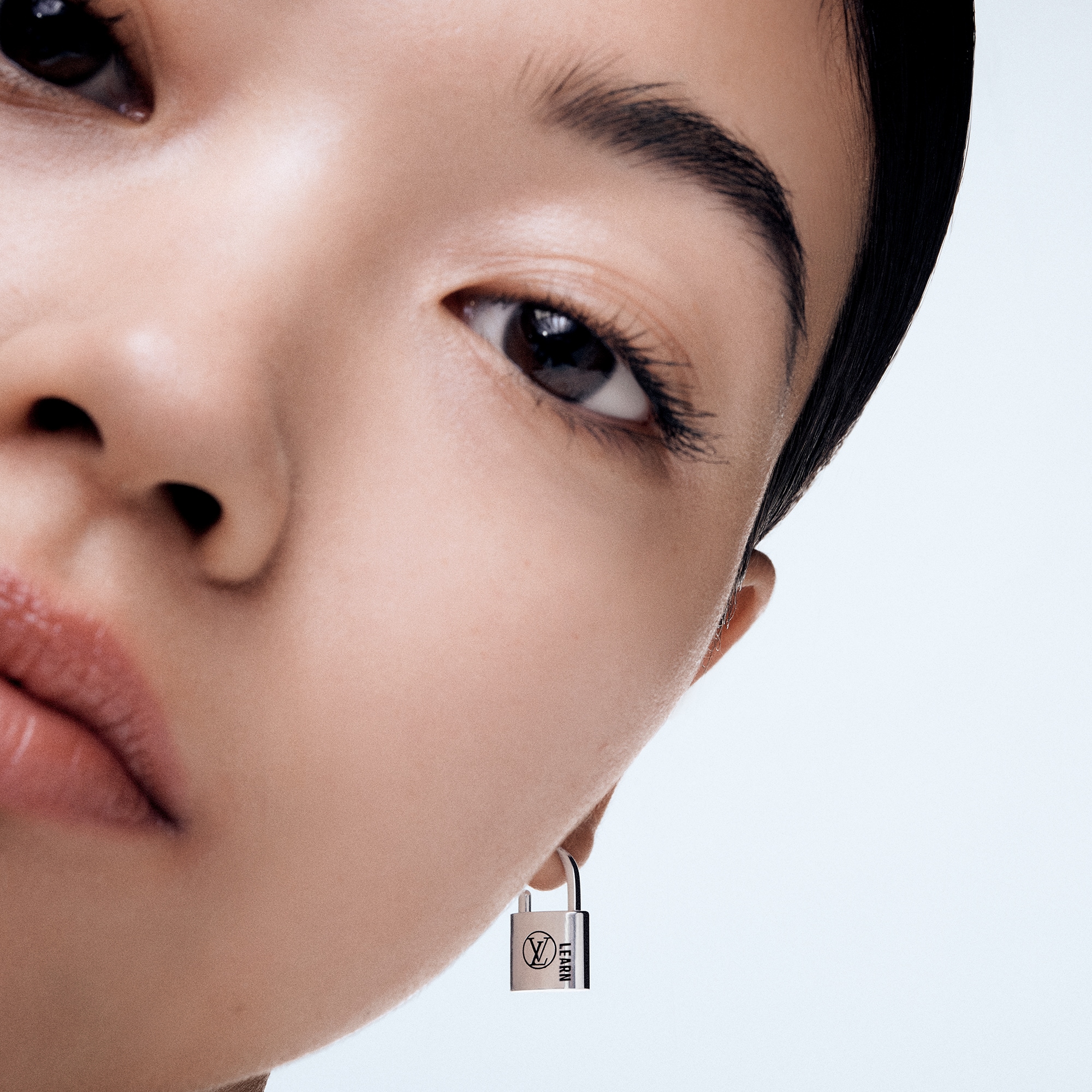 Silver Lockit Earring, Sterling Silver Black Laquered